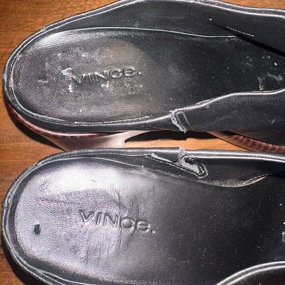 Vince Women's Black Navina Leather Platform Clog Mules Shoes - Picture 7 of 10